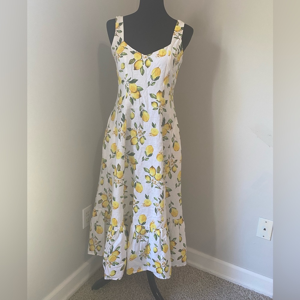 Cynthia Rowley Lemon Patterned White Maxi Dress